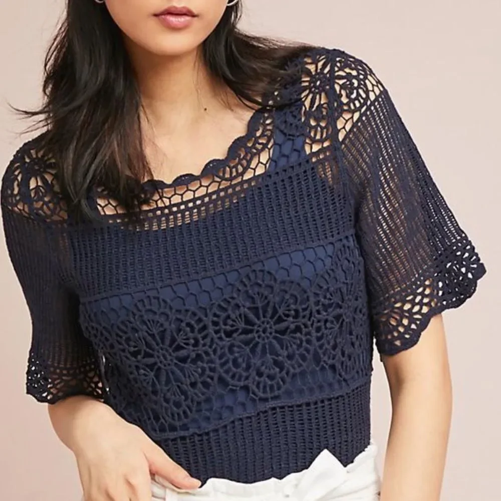 Anthropologie James Coviello “Janice Crochet Top”